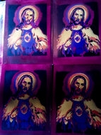 THE SACRED HEARTS. STENCIL AND SPRAY PAINTS. A4/ 21 x 29.7 cm