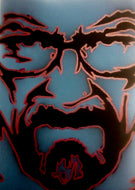 WALTER WHITE, BLUE. STENCIL AND SPRAY PAINTS. A4/ 21 x 29.7 cm