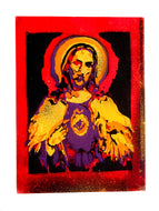 THE SACRED HEART. STENCIL AND SPRAY PAINTS. A4/ 21 x 29.7 cm