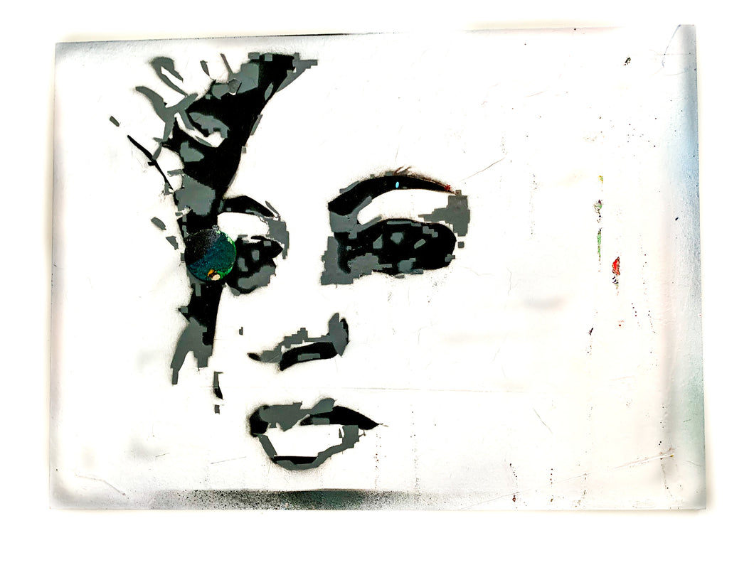 MARIELLE FRANCO RIP. STENCIL AND SPRAY PAINTS. WOOD. A4/ 21 x 29.7 cm