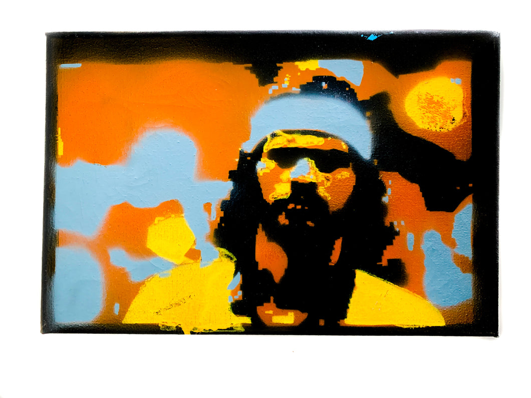 SOCRATES. STENCIL AND SPRAY PAINTS. CANVAS. A4/ 21 x 29.7 cm