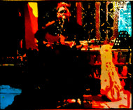 SHANTO PLAYING THE GUITAR. STENCIL AND SPRAY PAINTS. A4/ 21 x 29.7 cm