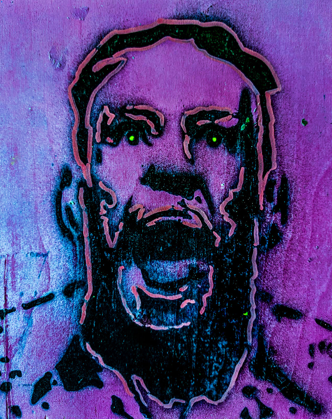 CONOR MCGREGOR. STENCIL AND SPRAY PAINTS. WOOD. A4/ 21 x 29.7 cm