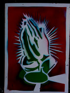 PRINT of PRAYER. STENCIL AND SPRAY PAINTS. A4/ 21 x 29.7 cm
