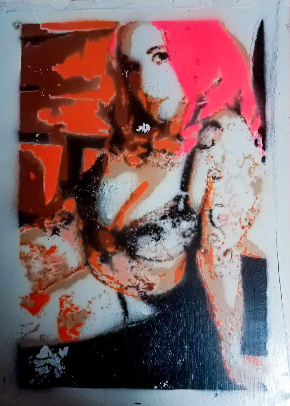 LIMITED PRINT- MY VALENTINE. STENCIL AND SPRAY PAINT.  A4/ 21 x 29.7 cm